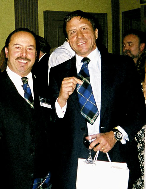 Sir Rocco Forte wearing the Italian National Tartan tie that was presented to him by Mike Lemetti of Clan Italia