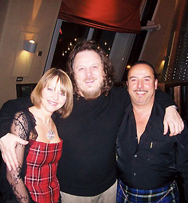 Michael and Annette with Italian singer Zucchero after his show in Glasgow where Michael presented him with an Italian National Tartan waistcoat